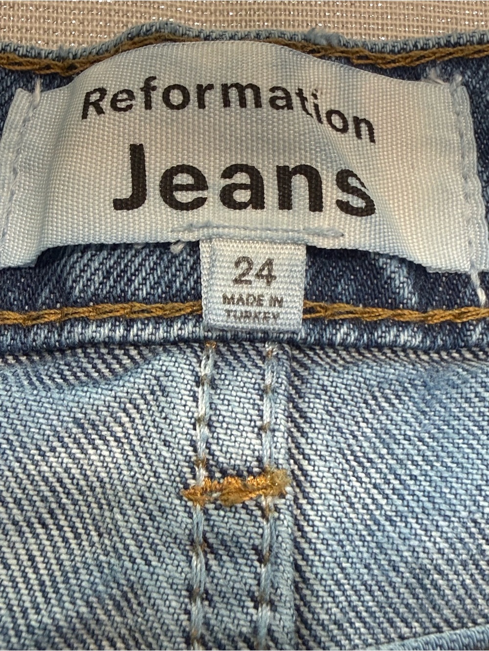 Reformation Nila Long Skirt Light Blue Denim Jean Womens Size 24 - Picture 4 of 8